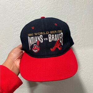 1995 Indians vs Braves World Series Cap - Navy and Red